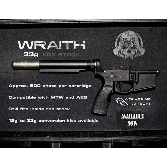 Wolverine Airsoft WRAITH 33g CO2 Stock for MTW , Includes Storm InBuffer Regulator