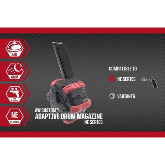 Armorer Works Custom Adaptive Drum Magazine - Red - 1911/NE Series