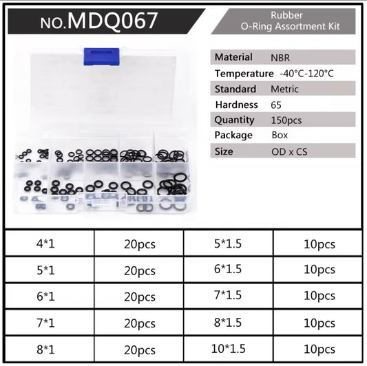 Rubber O-Ring Assortment Kit 150 pcs