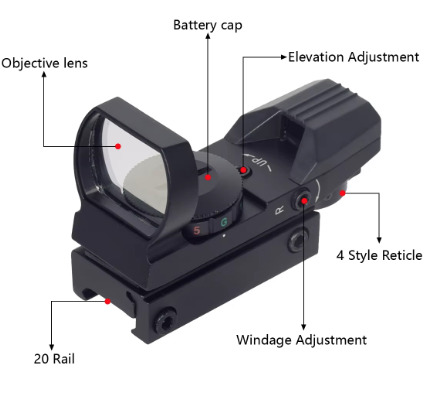 Red & Green Dot Reflex Sight w/ 4 Reticles