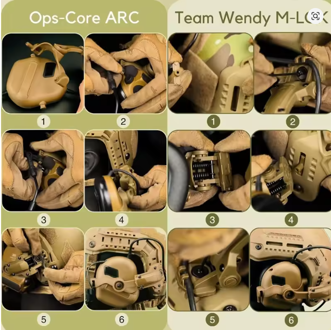 Headset Bracket Kit Multi-angle Rotation Helmet Rail Adapter