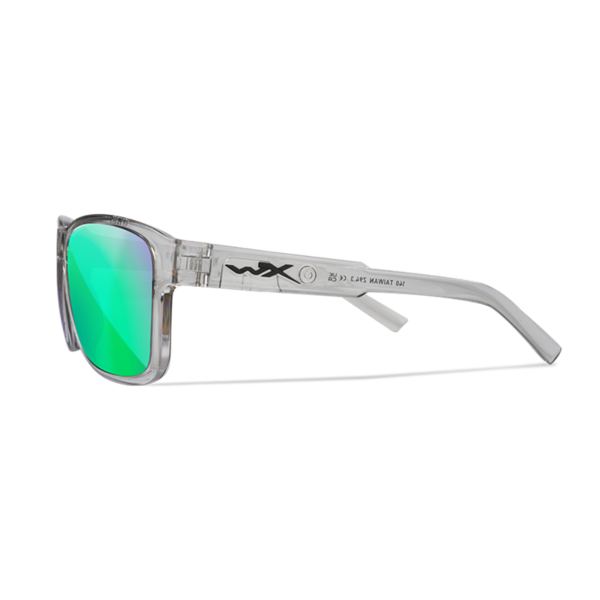 Wiley X TREK - Gloss Crystal Light Grey Frame - CAPTIVATE Polarised Green Mirror Lenses