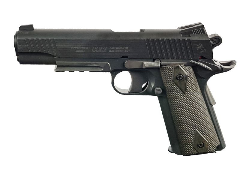 Cybergun Colt 1911 (Rail) Co2 Pistol (Black - Fixed Metal Slide)