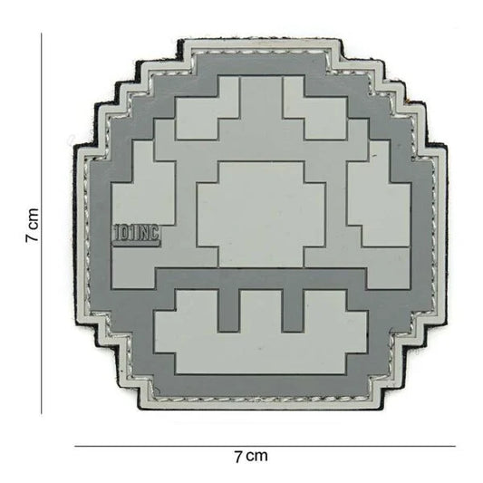 101 8-Bit Mushroom 3D PVC Patch - Grey