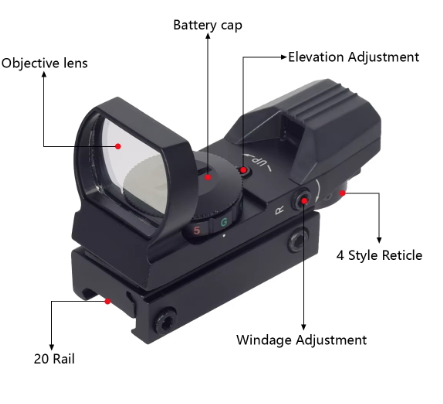 Red & Green Dot Reflex Sight w/ 4 Reticles (Black)