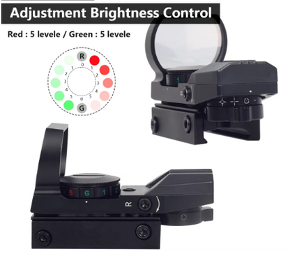 Red & Green Dot Reflex Sight w/ 4 Reticles (Black)