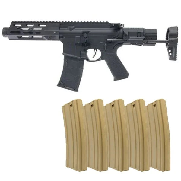 VFC AVALON CALIBUR II PDW AEG + 5 Valken SMAG's (w/ Built-In GATE ASTER + Maple Leaf Internals) - Black
