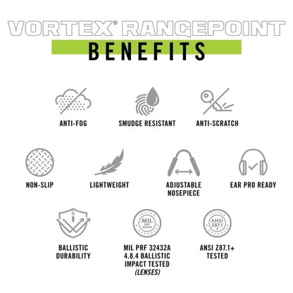 Vortex Optics RangePoint Glasses - Black/Clear Lens (Lifetime Warranty Included)