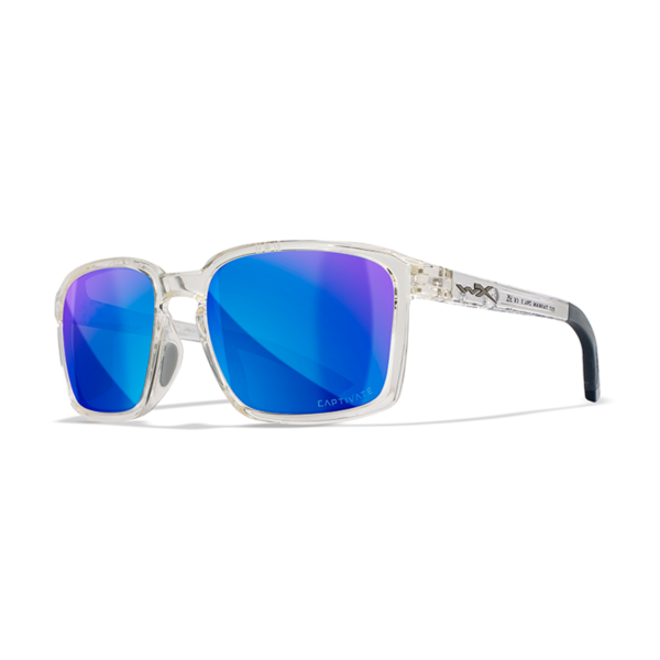 Wiley X ALFA - Gloss Clear Crystal Frame - CAPTIVATE Polarized Blue Mirror Lens