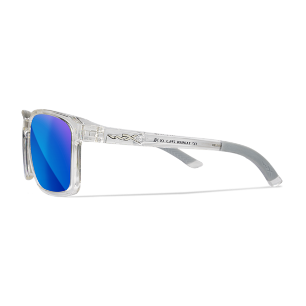 Wiley X ALFA - Gloss Clear Crystal Frame - CAPTIVATE Polarized Blue Mirror Lens