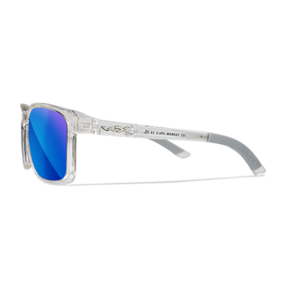 Wiley X ALFA - Gloss Clear Crystal Frame - CAPTIVATE Polarized Blue Mirror Lens