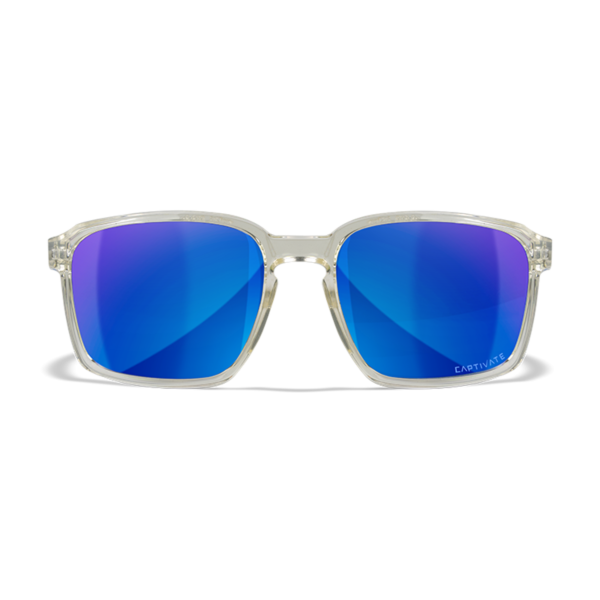 Wiley X ALFA - Gloss Clear Crystal Frame - CAPTIVATE Polarized Blue Mirror Lens