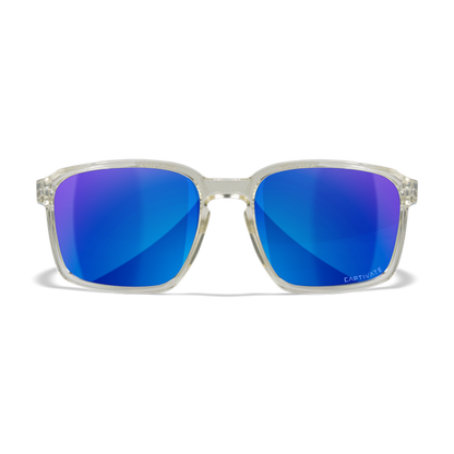 Wiley X ALFA - Gloss Clear Crystal Frame - CAPTIVATE Polarized Blue Mirror Lens