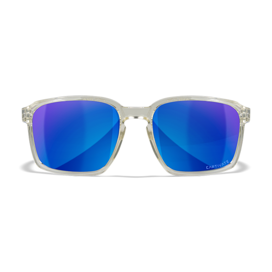 Wiley X ALFA - Gloss Clear Crystal Frame - CAPTIVATE Polarized Blue Mirror Lens