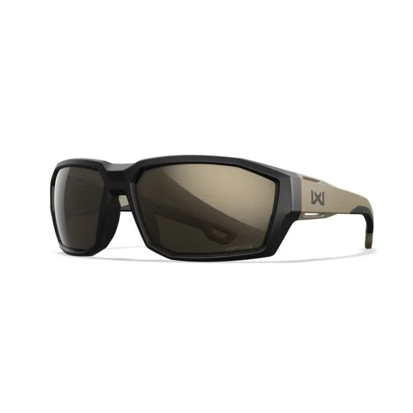 Wiley X ALPINE - Matte Black/Tan Frame - CAPTIVATE Polarised Tungsten Mirror Lens