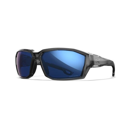 Wiley X ALPINE Ballistic Sunglasses - Gloss Crystal Grey Frame - CAPTIVATE Polarised Blue Mirror Lens