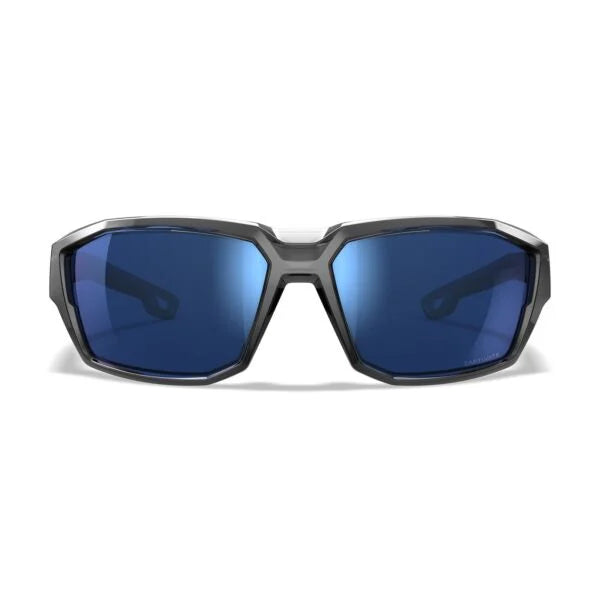 Wiley X ALPINE Ballistic Sunglasses - Gloss Crystal Grey Frame - CAPTIVATE Polarised Blue Mirror Lens