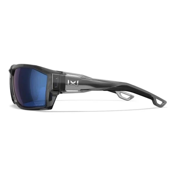 Wiley X ALPINE Ballistic Sunglasses - Gloss Crystal Grey Frame - CAPTIVATE Polarised Blue Mirror Lens