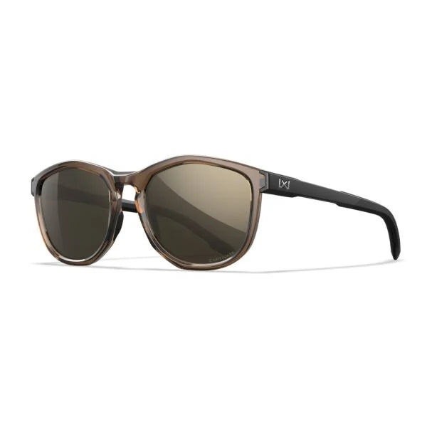 Wiley X Bravo Ballistic Sunglasses - Gloss Crystal Tan/Matte Black Frames - CAPTIVATE Tungsten Mirror Lenses