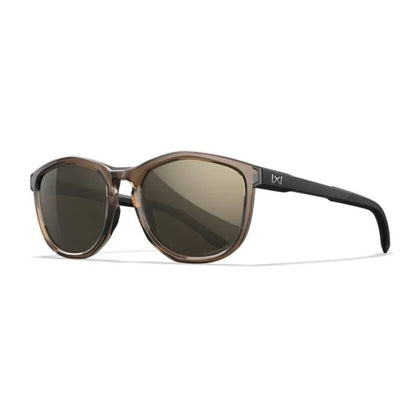Wiley X Bravo Ballistic Sunglasses - Gloss Crystal Tan/Matte Black Frames - CAPTIVATE Tungsten Mirror Lenses