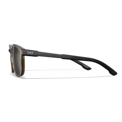 Wiley X Bravo Ballistic Sunglasses - Gloss Crystal Tan/Matte Black Frames - CAPTIVATE Tungsten Mirror Lenses