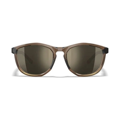 Wiley X Bravo Ballistic Sunglasses - Gloss Crystal Tan/Matte Black Frames - CAPTIVATE Tungsten Mirror Lenses