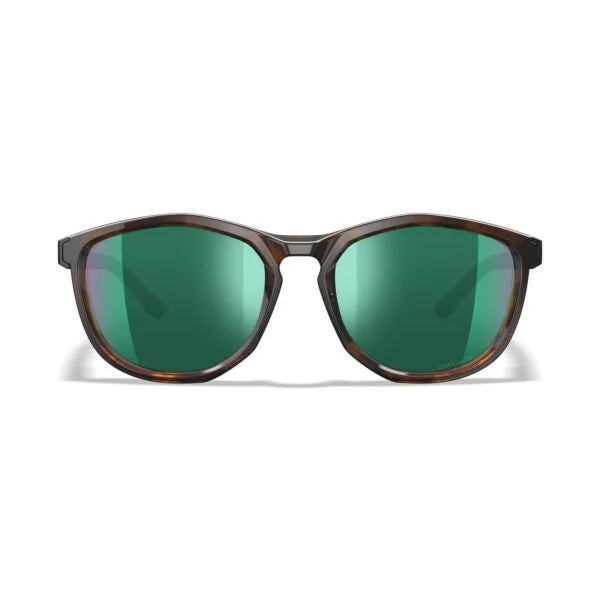 Wiley X Bravo Ballistic Sunglasses - Gloss Tortoise / Gloss Black Frames - CAPTIVATE Polarised Green Mirror Lenses