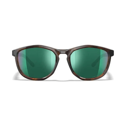 Wiley X Bravo Ballistic Sunglasses - Gloss Tortoise / Gloss Black Frames - CAPTIVATE Polarised Green Mirror Lenses