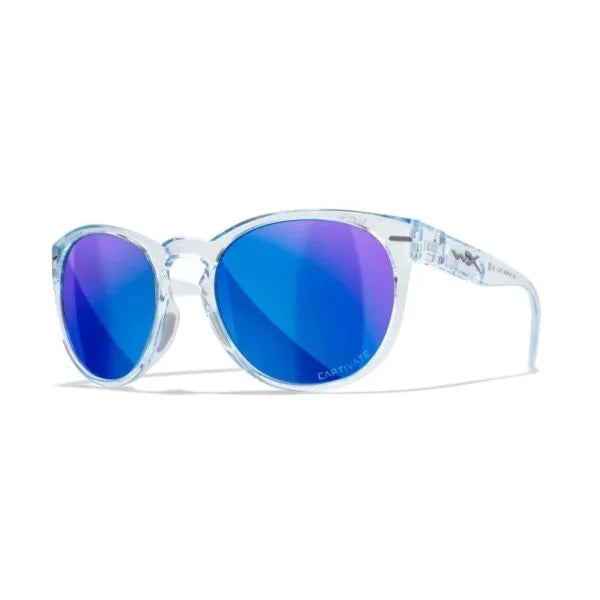 Wiley X COVERT - Gloss Crystal Light Sapphire Blue Frame - CAPTIVATE Polarized Blue Mirror Lens