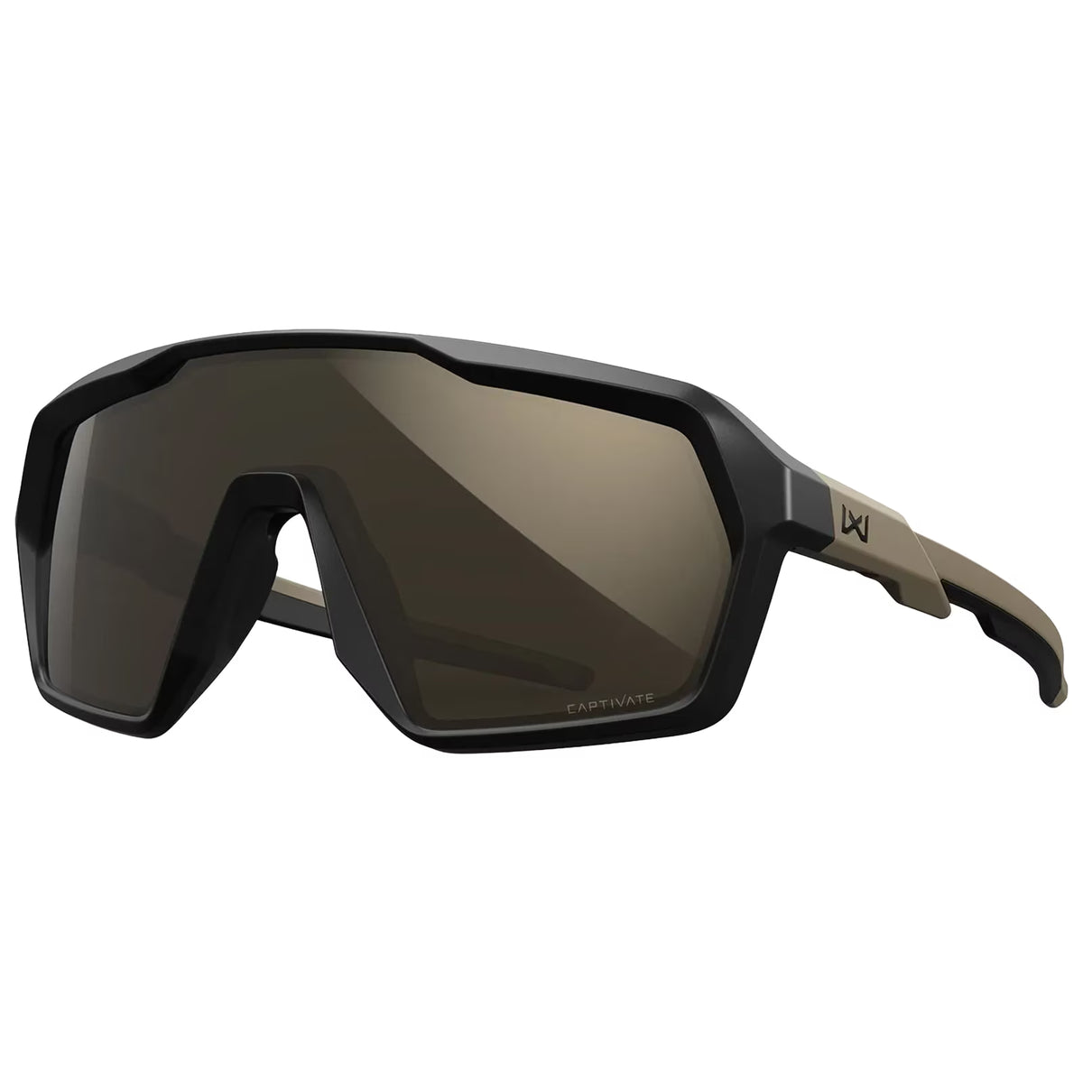 Wiley X Citadel Ballistic Sunglasses - Matte Black/Tan Frame - CAPTIVATE Tungsten Mirror Lenses