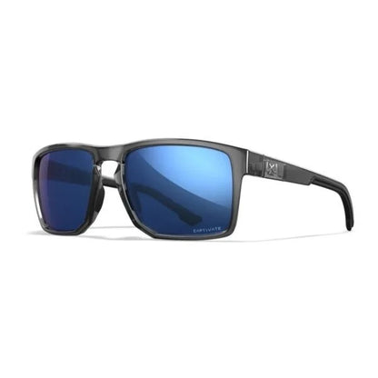 Wiley X FOUNDER - Gloss Crystal Grey Frame - CAPTIVATE Polarized Blue Mirror Lens