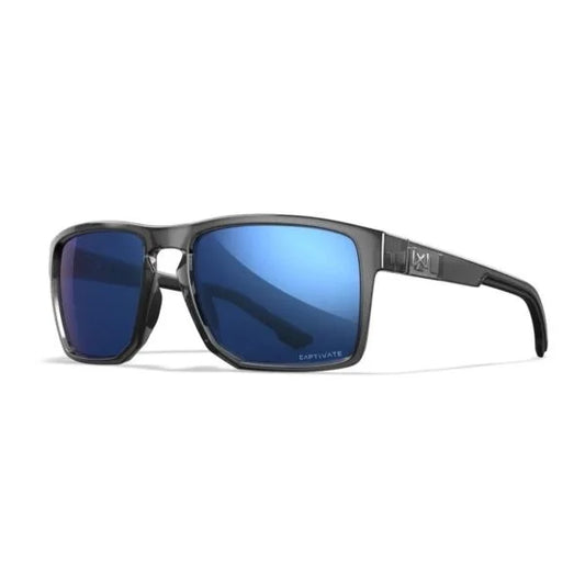 Wiley X FOUNDER - Gloss Crystal Grey Frame - CAPTIVATE Polarized Blue Mirror Lens