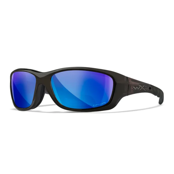 Wiley X GRAVITY - Black Crystal Frame - CAPTIVATE Polarized Blue Mirror Lens
