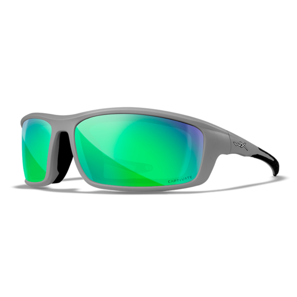 Wiley X GRID - Matte Cool Grey Frame - CAPTIVATE Polarized Green Mirror Lens