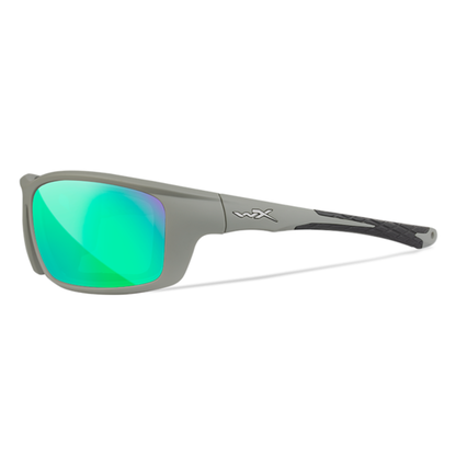 Wiley X GRID - Matte Cool Grey Frame - CAPTIVATE Polarized Green Mirror Lens