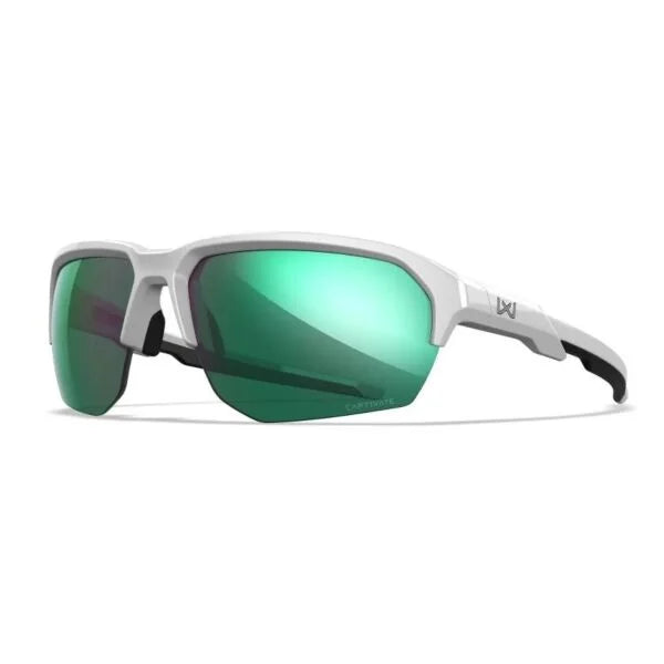 Wiley X JAKL - White Frame - CAPTIVATE Polarised Green Mirror Lenses