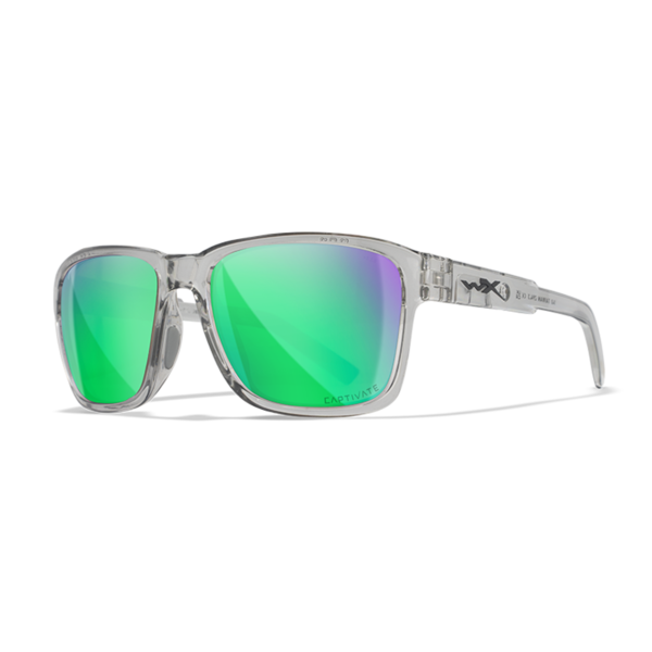 Wiley X TREK - Gloss Crystal Light Grey Frame - CAPTIVATE Polarised Green Mirror Lenses