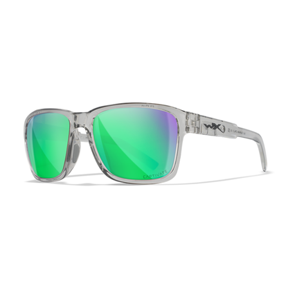 Wiley X TREK - Gloss Crystal Light Grey Frame - CAPTIVATE Polarised Green Mirror Lenses