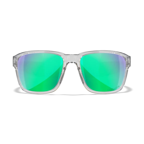 Wiley X TREK - Gloss Crystal Light Grey Frame - CAPTIVATE Polarised Green Mirror Lenses