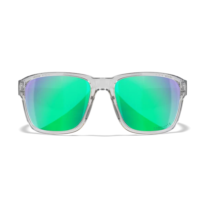 Wiley X TREK - Gloss Crystal Light Grey Frame - CAPTIVATE Polarised Green Mirror Lenses