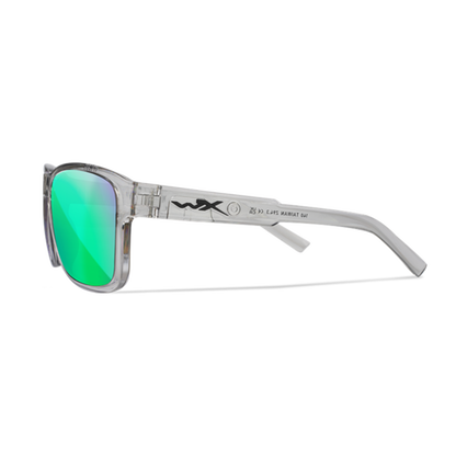 Wiley X TREK - Gloss Crystal Light Grey Frame - CAPTIVATE Polarised Green Mirror Lenses