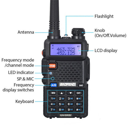 Baofeng UV-5R III Tri-Band Walkie Talkie Two Way Radio