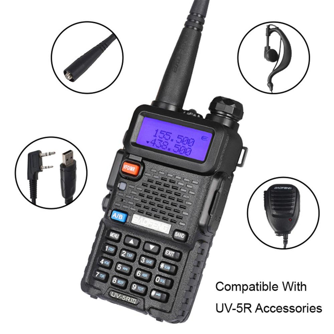 Baofeng UV-5R III Tri-Band Walkie Talkie Two Way Radio