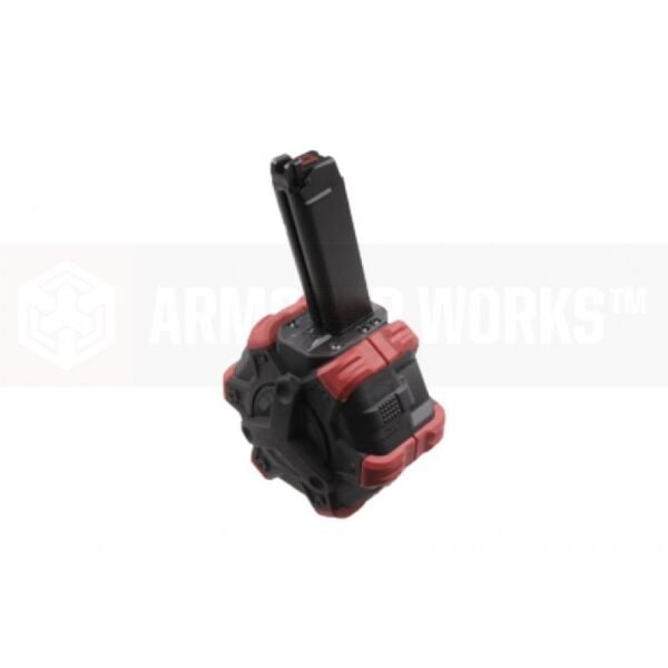 Armorer Works Custom Adaptive Drum Magazine - Red - fits G / EU / GLOCK Series and VX Series