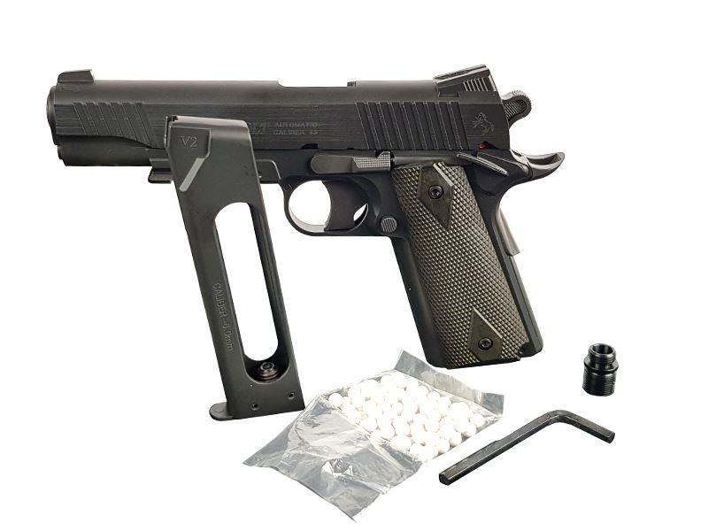 Cybergun Colt 1911 (Rail) Co2 Pistol (Black - Fixed Metal Slide)