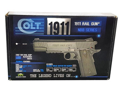 Cybergun Colt 1911 (Rail) Co2 Pistol (Black - Fixed Metal Slide)